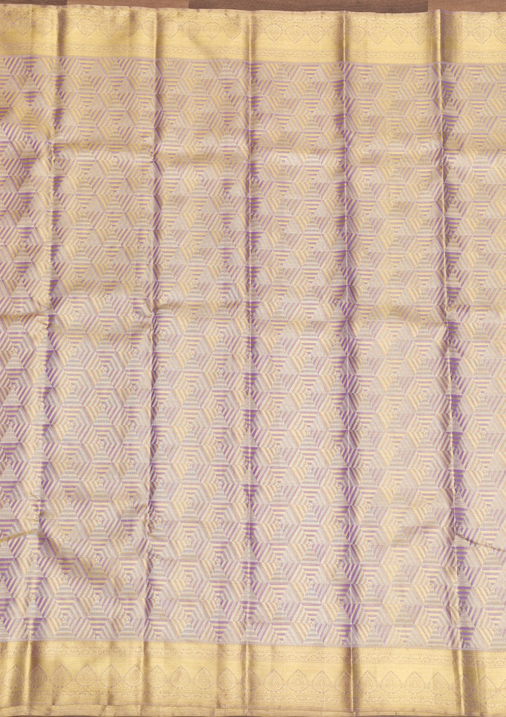 Lavender Zariwork Pure Silk Saree-Koskii