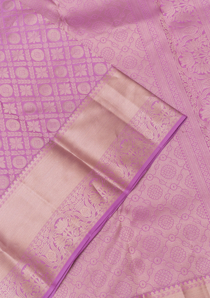 Lavender Zariwork Kanjivaram Pure Silk Saree