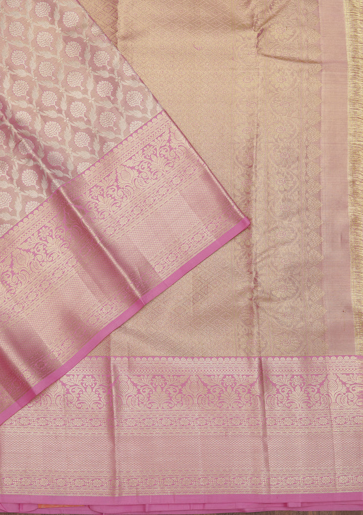 Lavender Zariwork Kanjivaram Pure Silk Saree