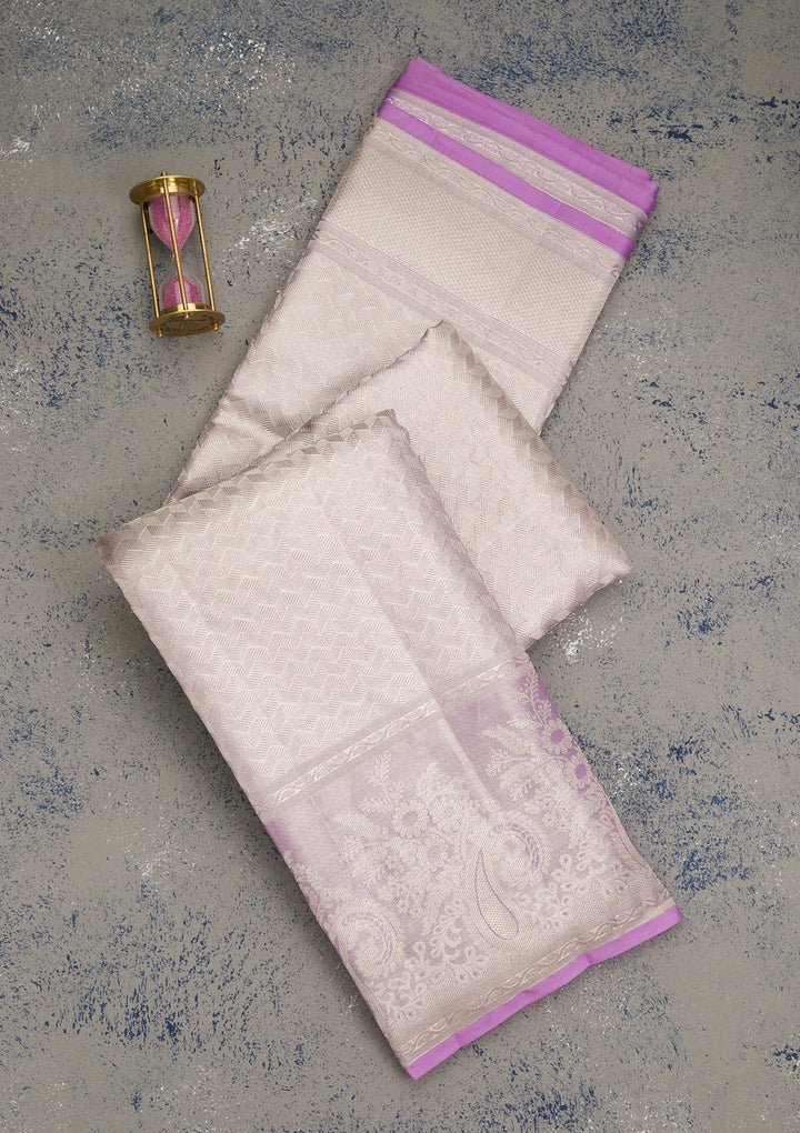 Lavender Zariwork Kanjivaram Pure Silk Saree