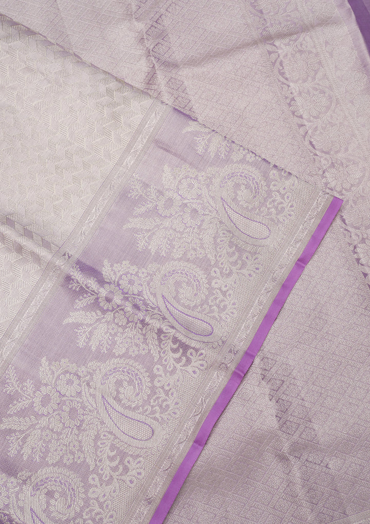 Lavender Zariwork Kanjivaram Pure Silk Saree