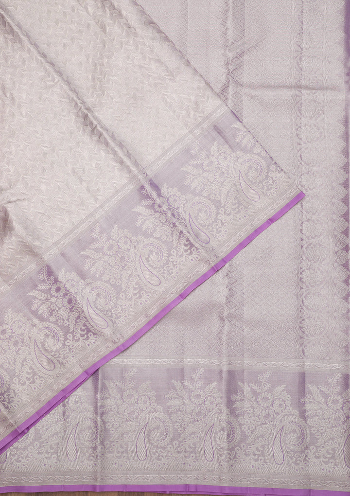 Lavender Zariwork Kanjivaram Pure Silk Saree