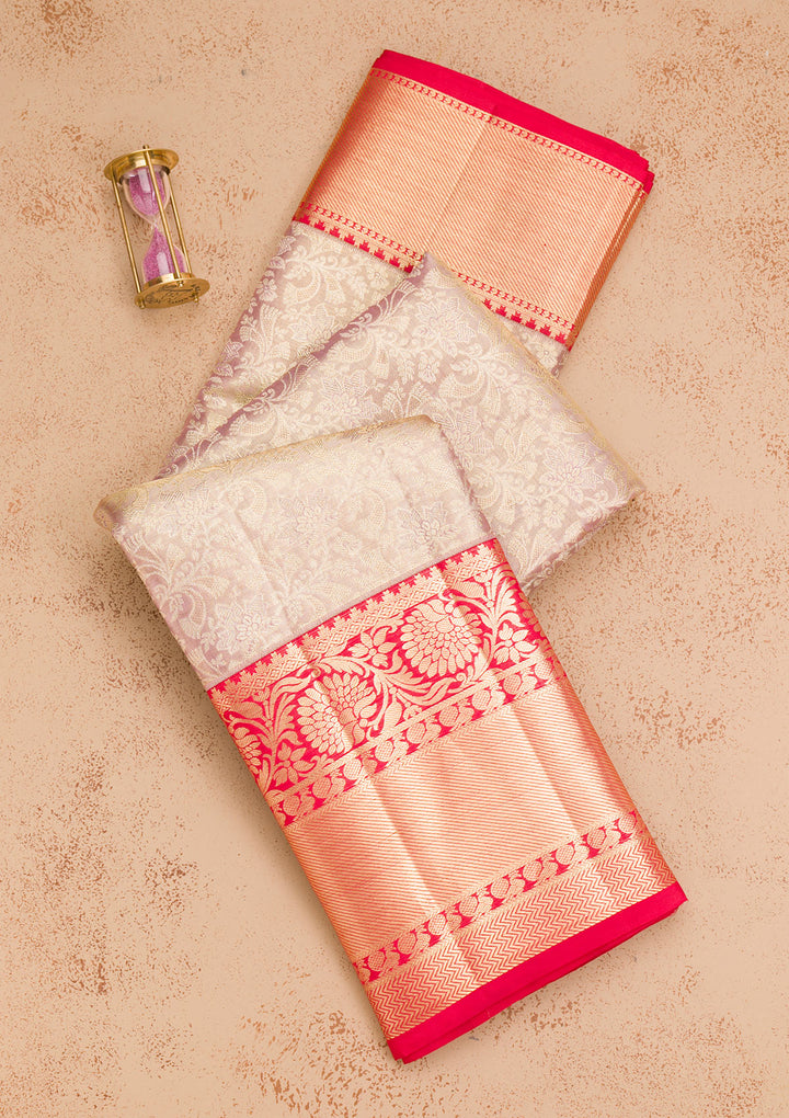 Lavender Zariwork Pure Silk Saree