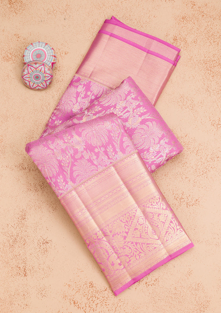 Lavender Zariwork Pure Silk Saree