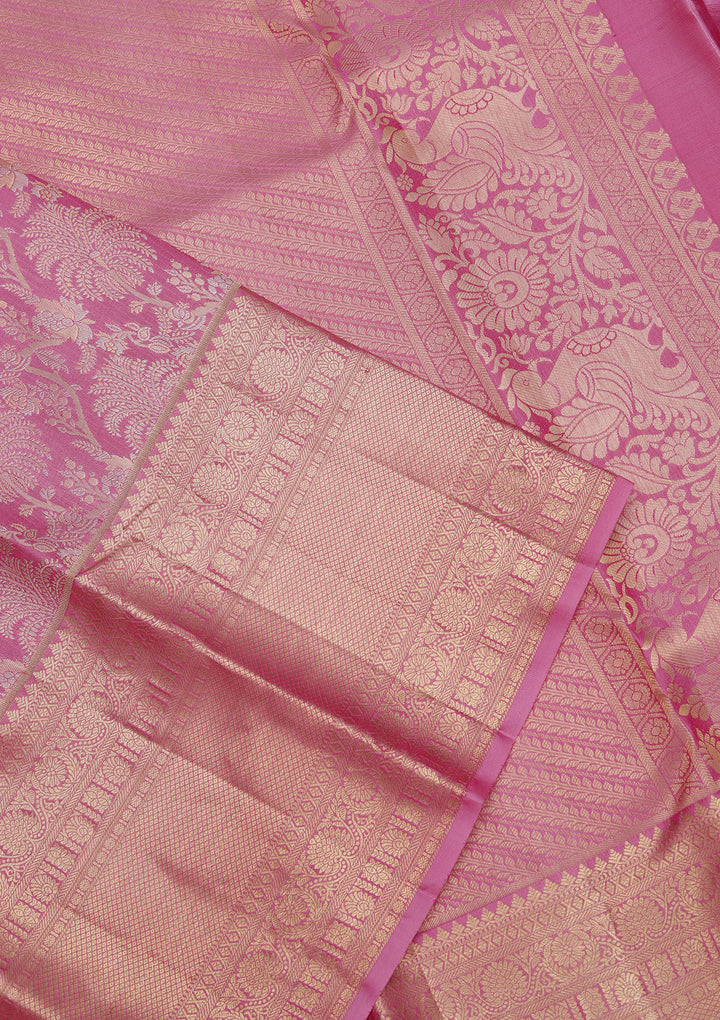 Lavender Zariwork Kanjivaram Pure Silk Saree