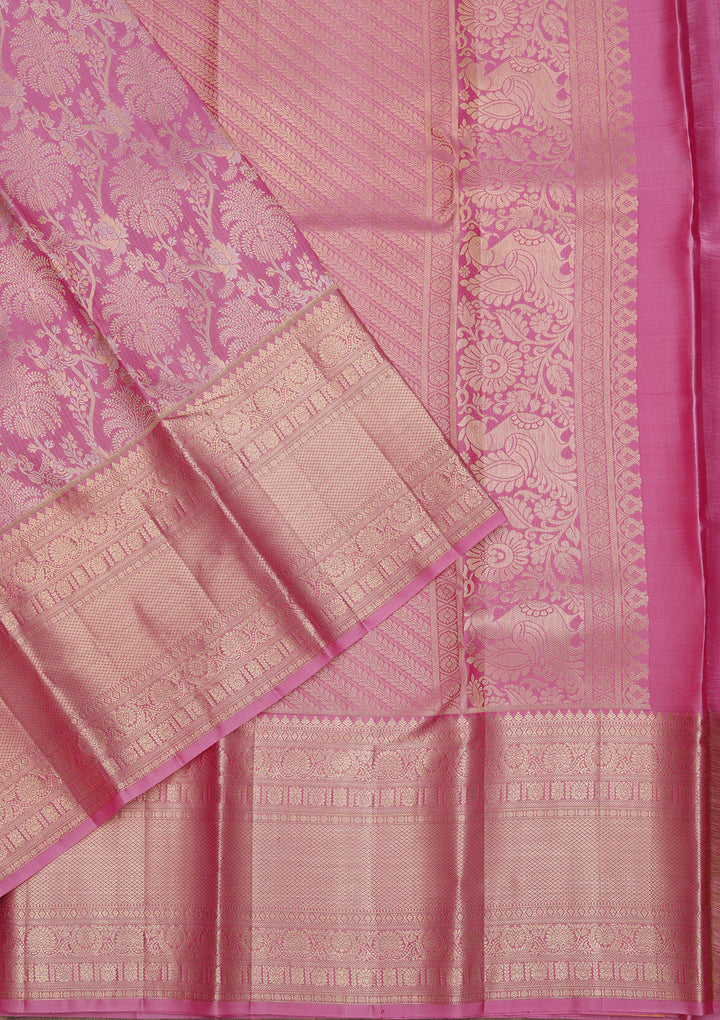 Lavender Zariwork Kanjivaram Pure Silk Saree