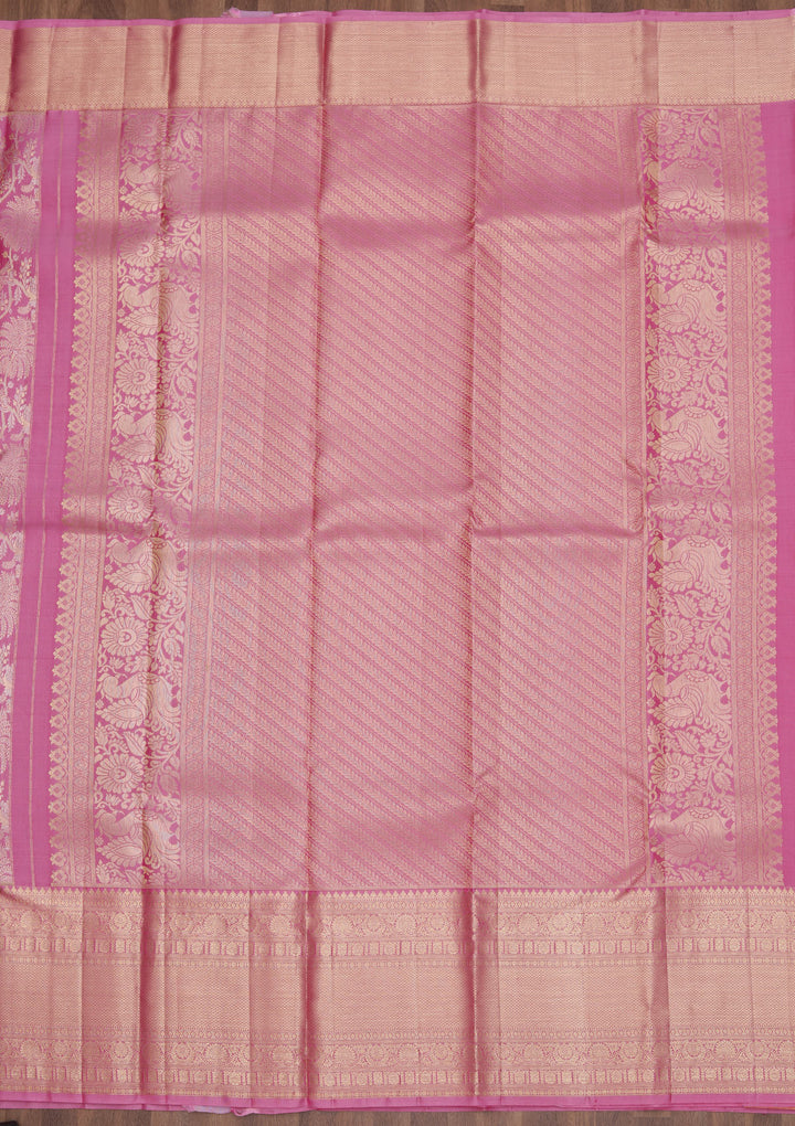 Lavender Zariwork Kanjivaram Pure Silk Saree