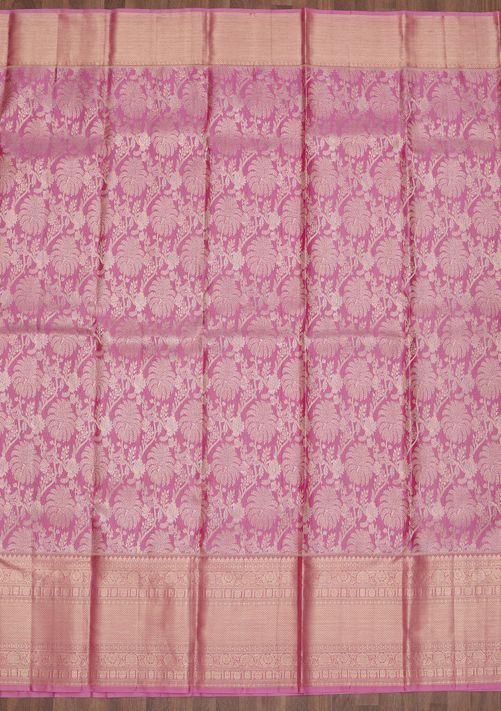Lavender Zariwork Kanjivaram Pure Silk Saree