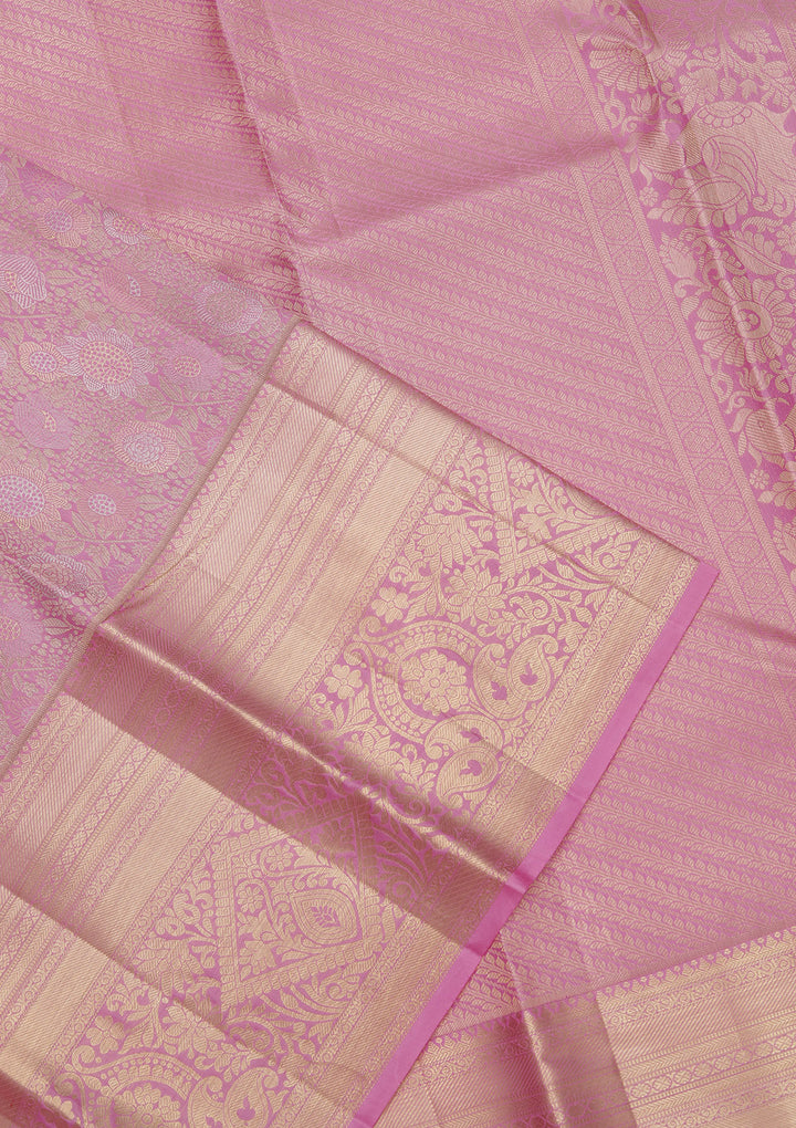 Lavender Zariwork Kanjivaram Pure Silk Saree