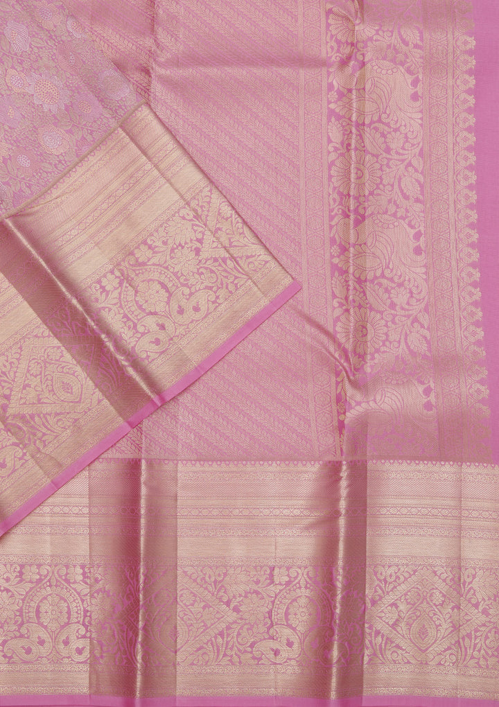Lavender Zariwork Kanjivaram Pure Silk Saree