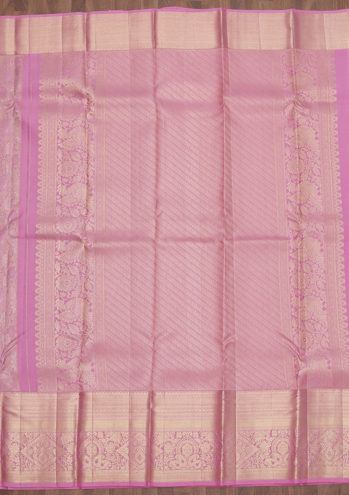 Lavender Zariwork Kanjivaram Pure Silk Saree