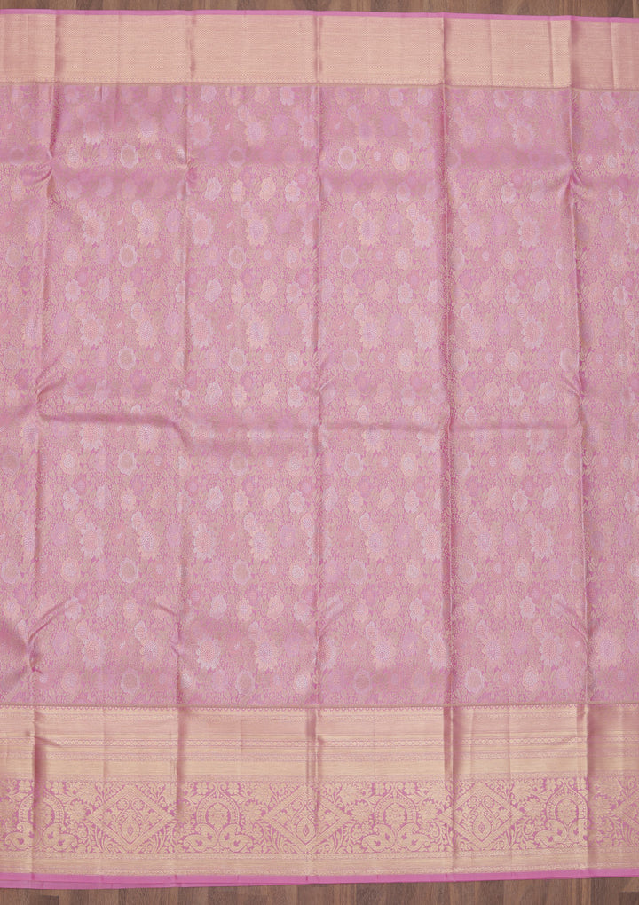 Lavender Zariwork Kanjivaram Pure Silk Saree