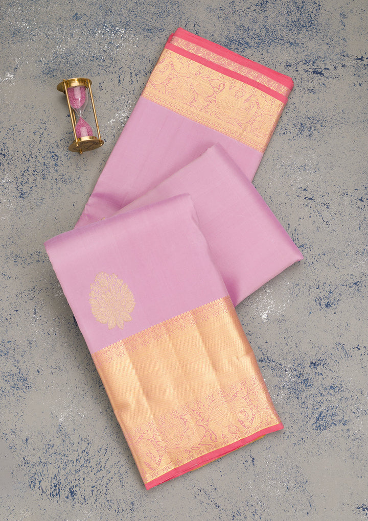 Lavender Zariwork Kanjivaram Pure Silk Saree