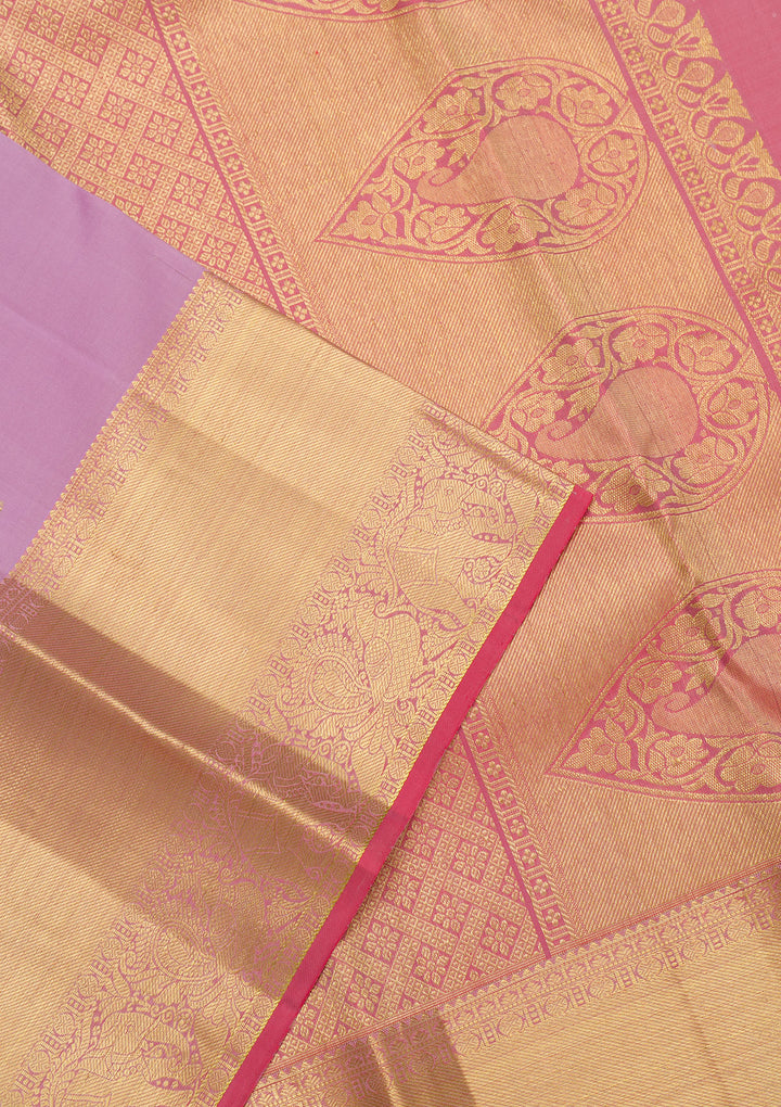 Lavender Zariwork Kanjivaram Pure Silk Saree