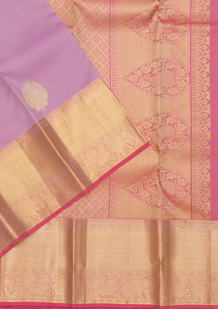 Lavender Zariwork Kanjivaram Pure Silk Saree
