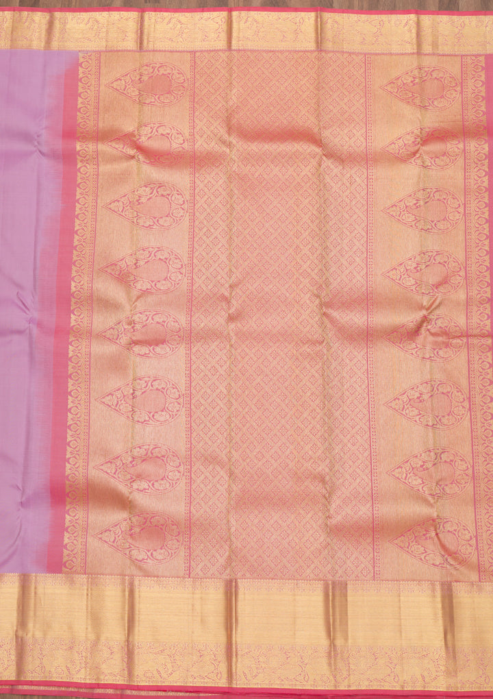 Lavender Zariwork Kanjivaram Pure Silk Saree