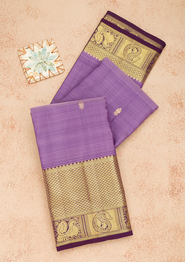 Lavender Zariwork Kanjivaram Pure Silk Saree