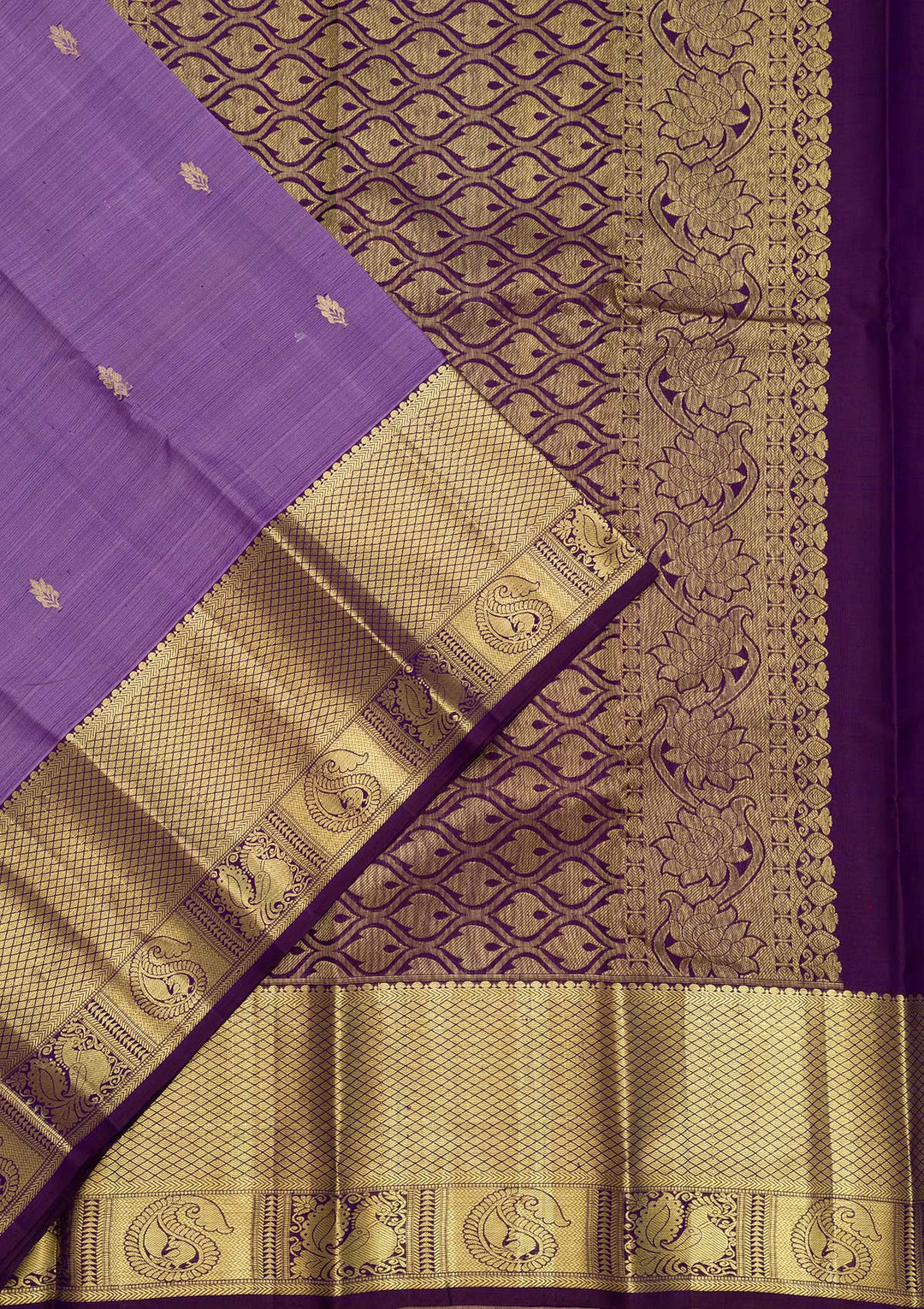 Lavender Zariwork Kanjivaram Pure Silk Saree