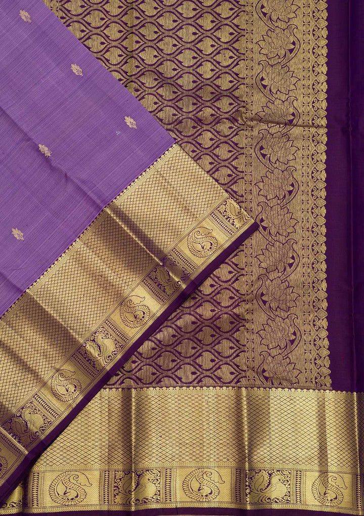 Lavender Zariwork Kanjivaram Pure Silk Saree