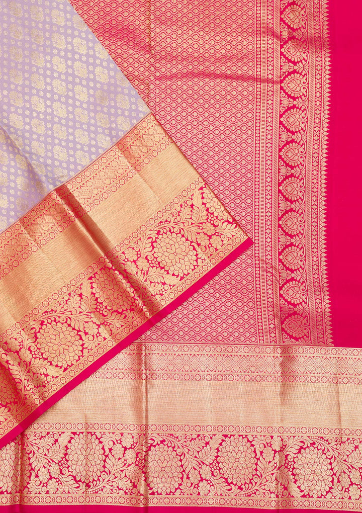 Lavender Zariwork Kanjivaram Pure Silk Saree