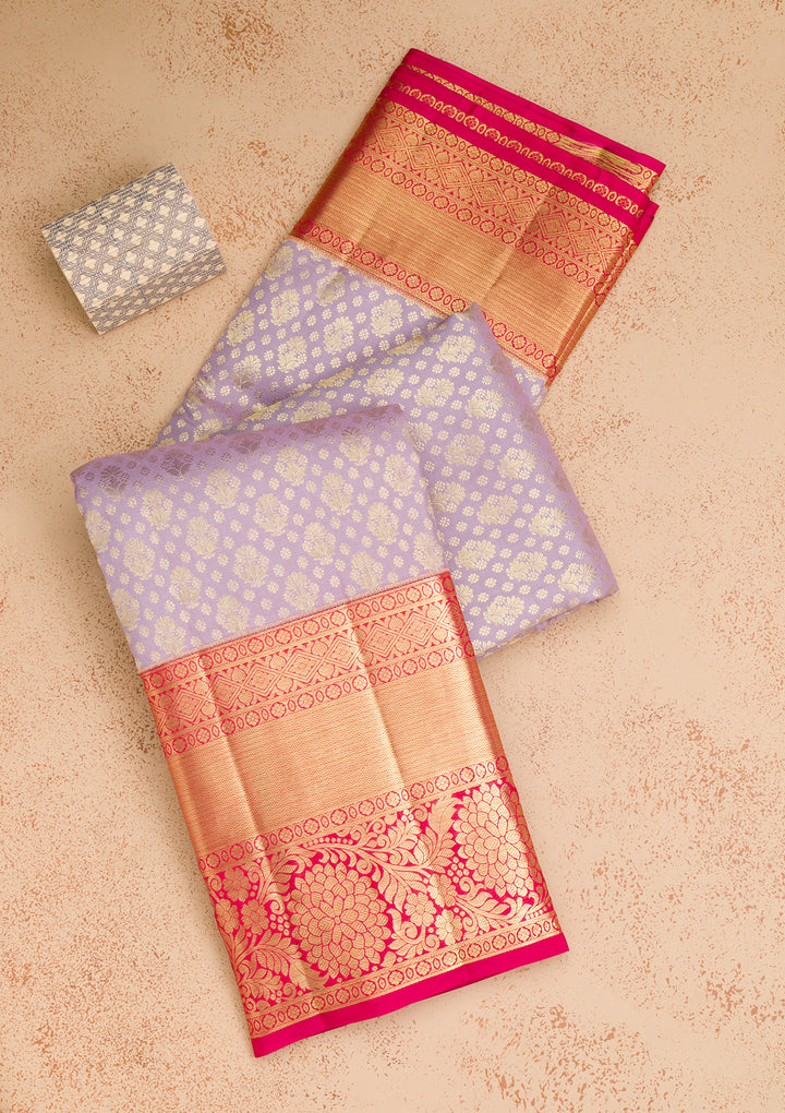 Lavender Zariwork Kanjivaram Pure Silk Saree