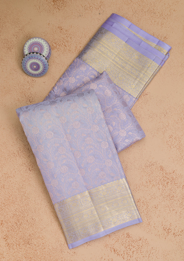 Lavender Zariwork Pure Silk Saree
