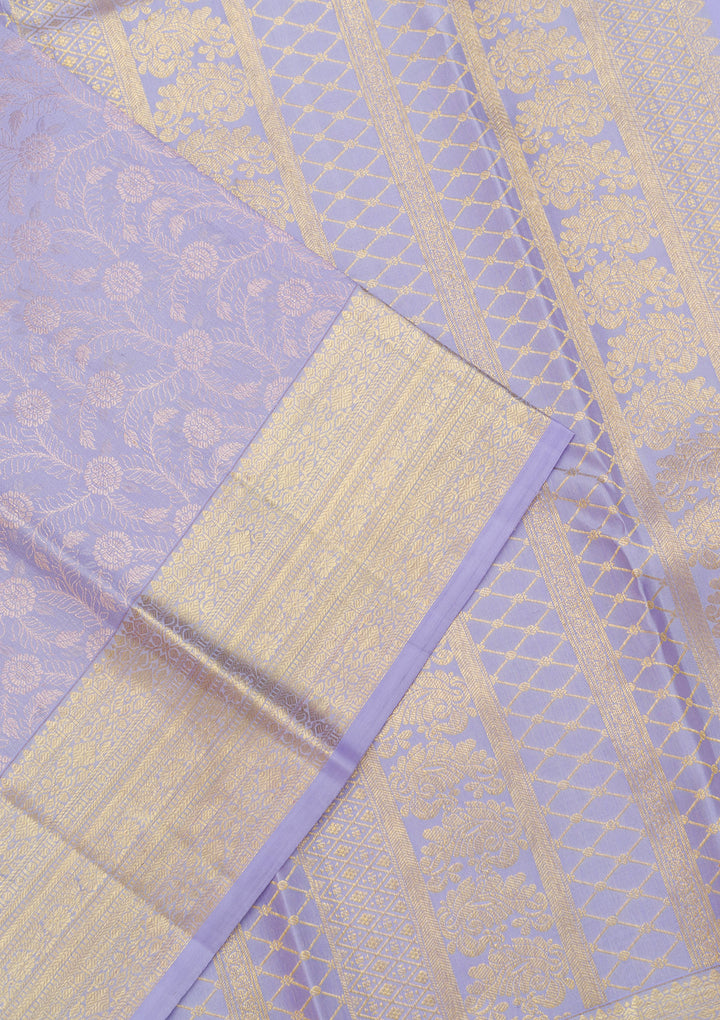 Lavender Zariwork Pure Silk Saree