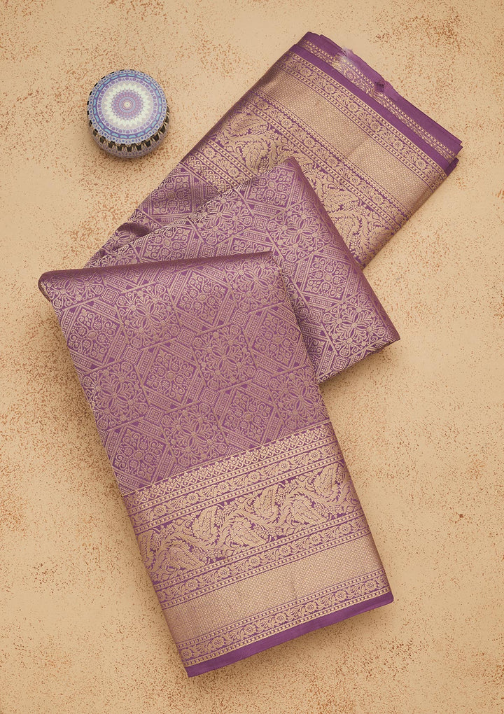 Lavender Zariwork Pure Silk Saree