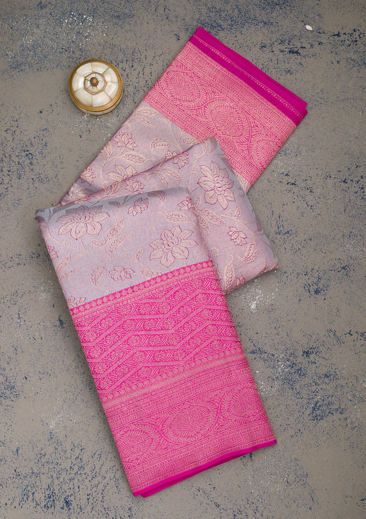 Lavender Zariwork Pure Silk Saree