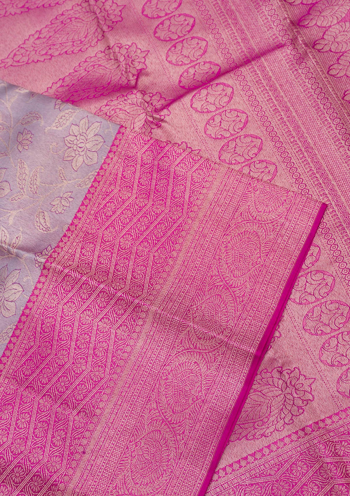 Lavender Zariwork Pure Silk Saree