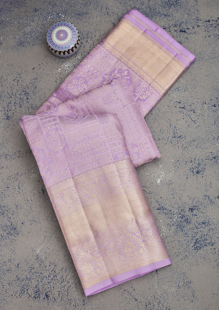 Lavender Zariwork Pure Silk Saree