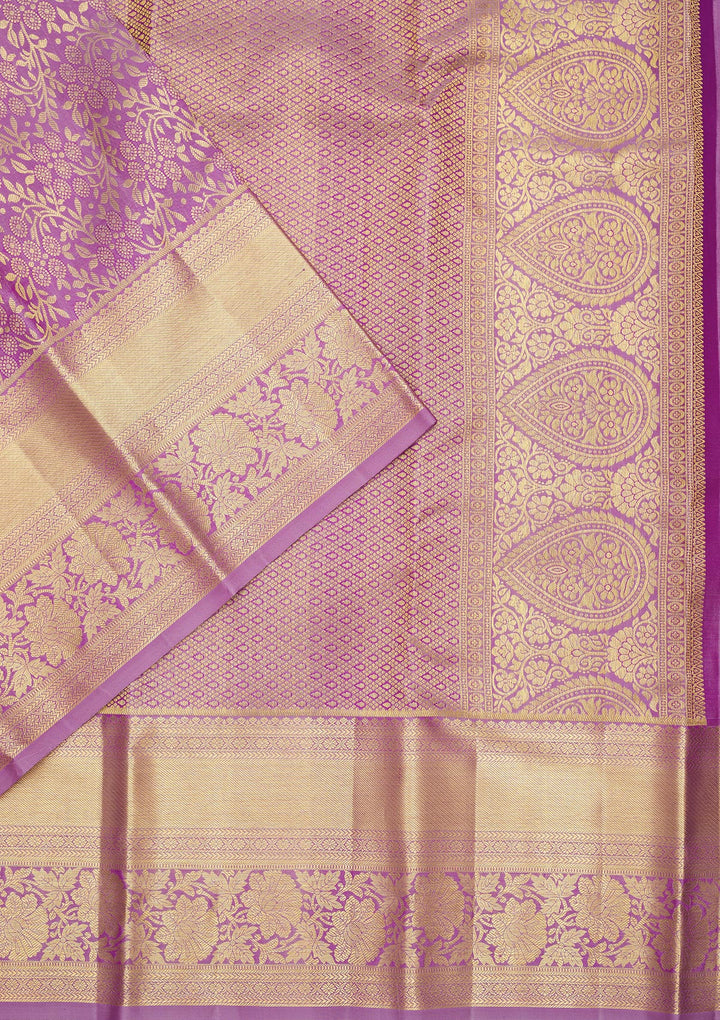 Lavender Zariwork Pure Silk Saree