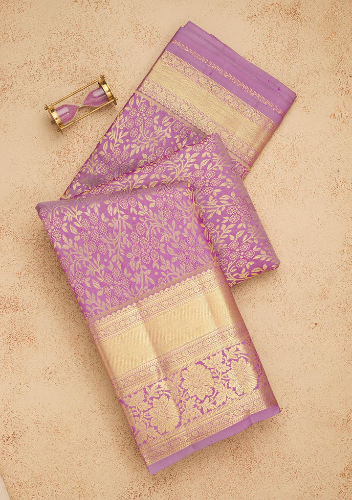 Lavender Zariwork Pure Silk Saree