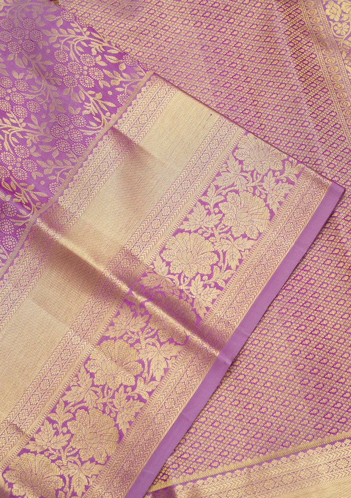 Lavender Zariwork Pure Silk Saree
