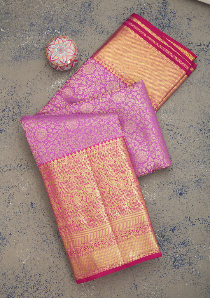 Lavender Zariwork Pure Silk Saree