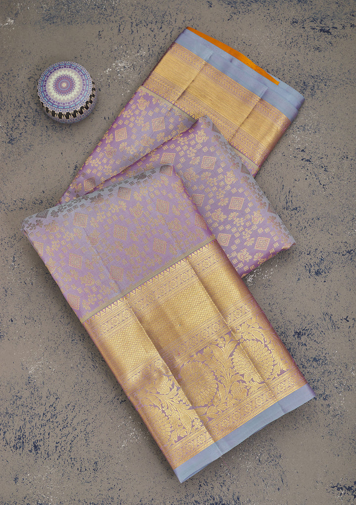 Lavender Zariwork Pure Silk Saree