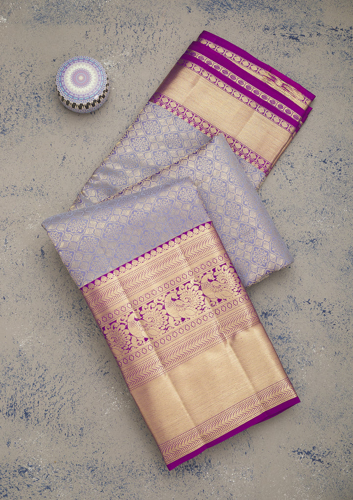 Lavender Zariwork Pure Silk Saree