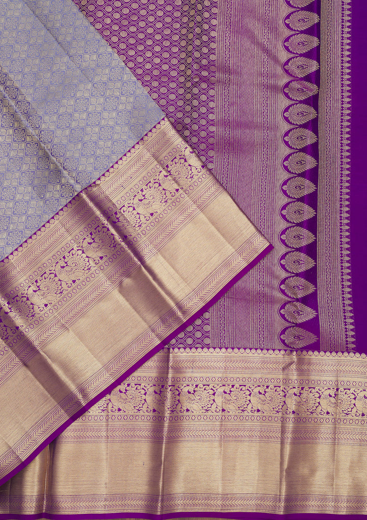 Lavender Zariwork Pure Silk Saree