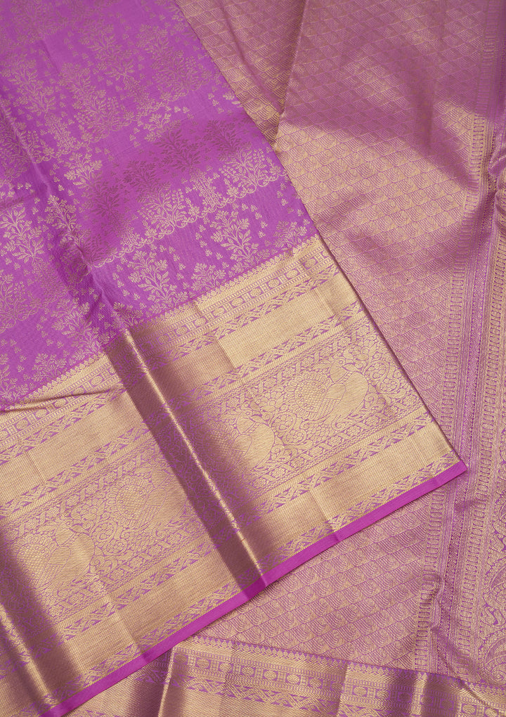 Lavender Zariwork Pure Silk Saree