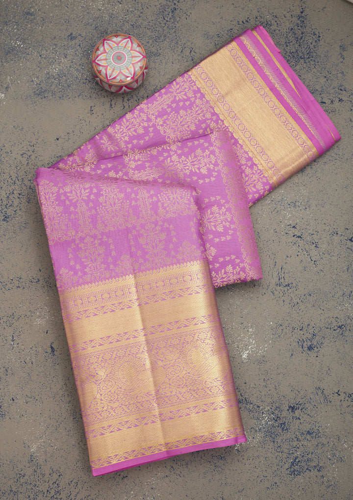Lavender Zariwork Pure Silk Saree