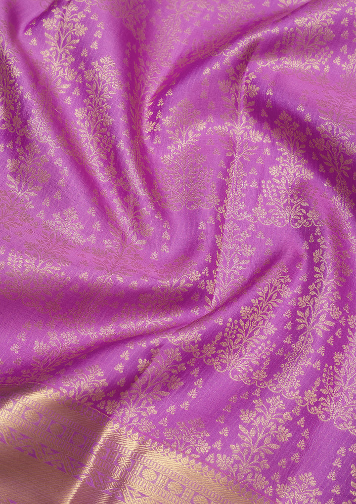 Lavender Zariwork Pure Silk Saree