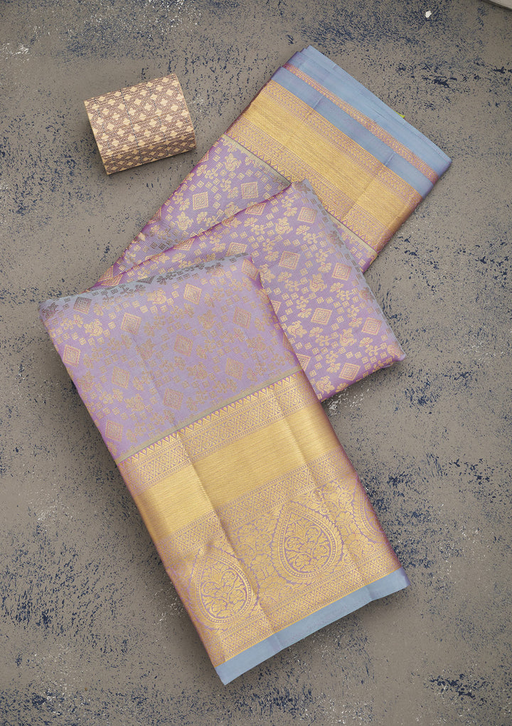 Lavender Zariwork Pure Silk Saree