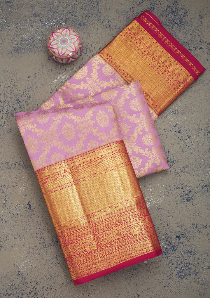 Lavender Zariwork Pure Silk Saree