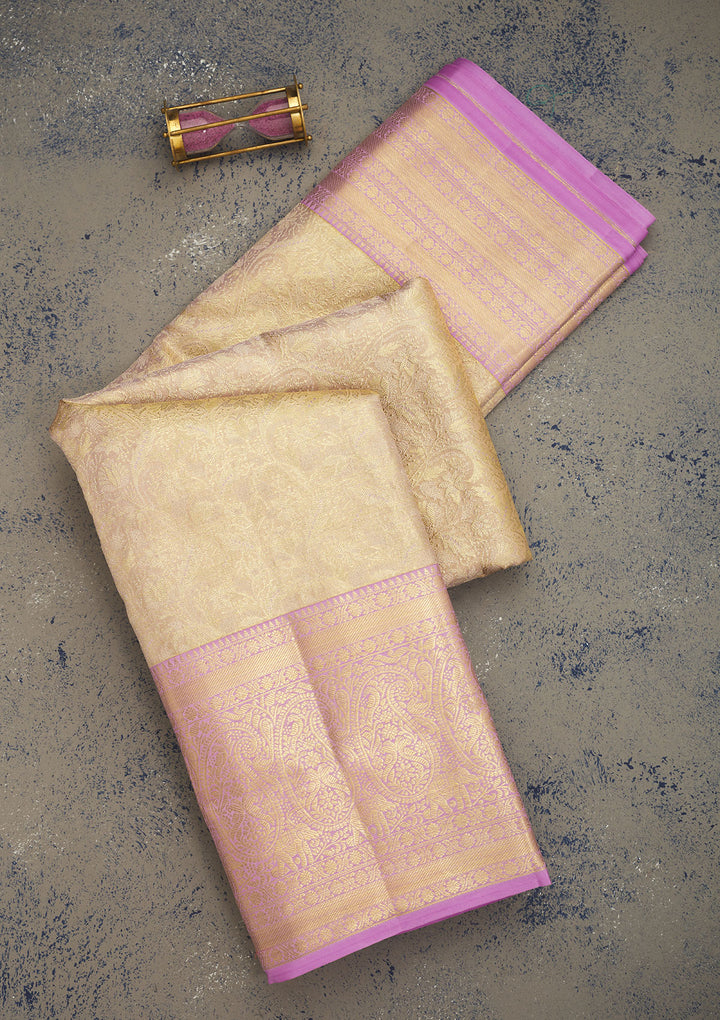 Lavender Zariwork Pure Silk Saree