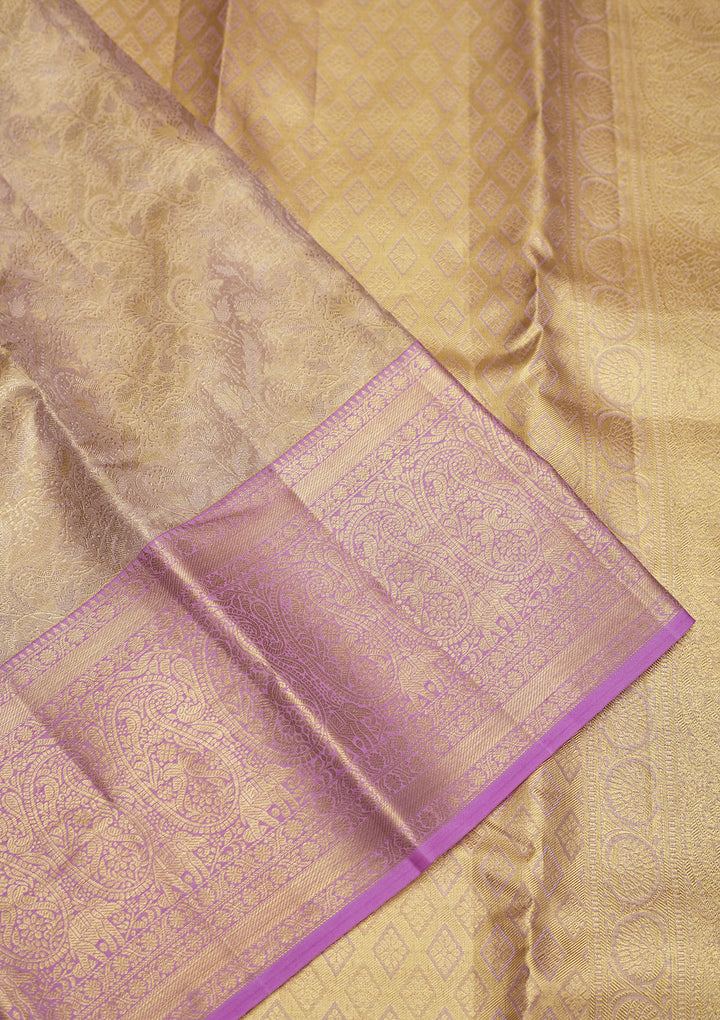Lavender Zariwork Pure Silk Saree