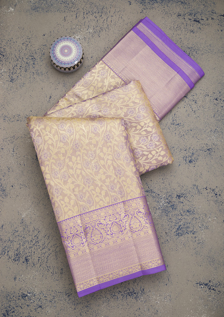 Lavender Zariwork Pure Silk Saree