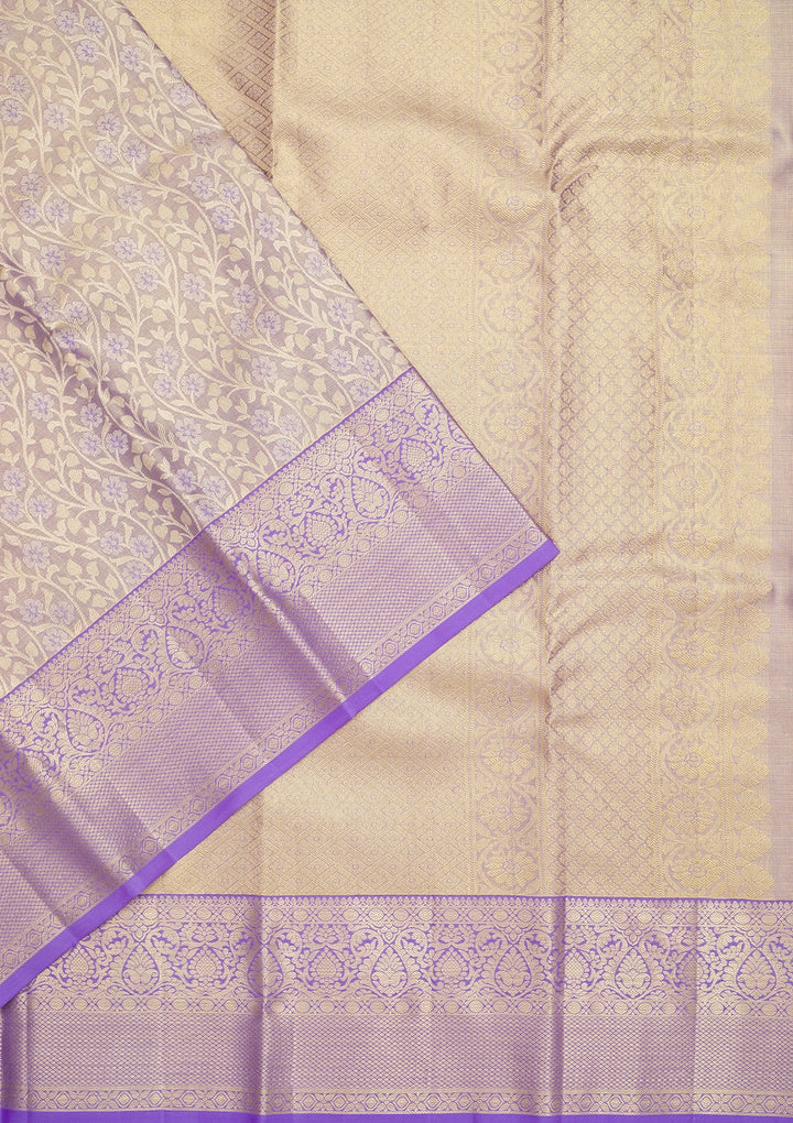 Lavender Zariwork Pure Silk Saree