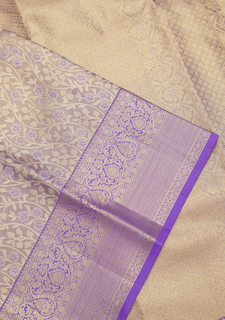 Lavender Zariwork Pure Silk Saree