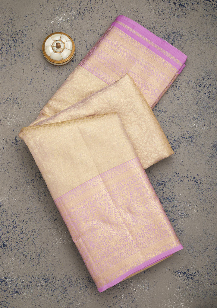 Lavender Zariwork Pure Silk Saree