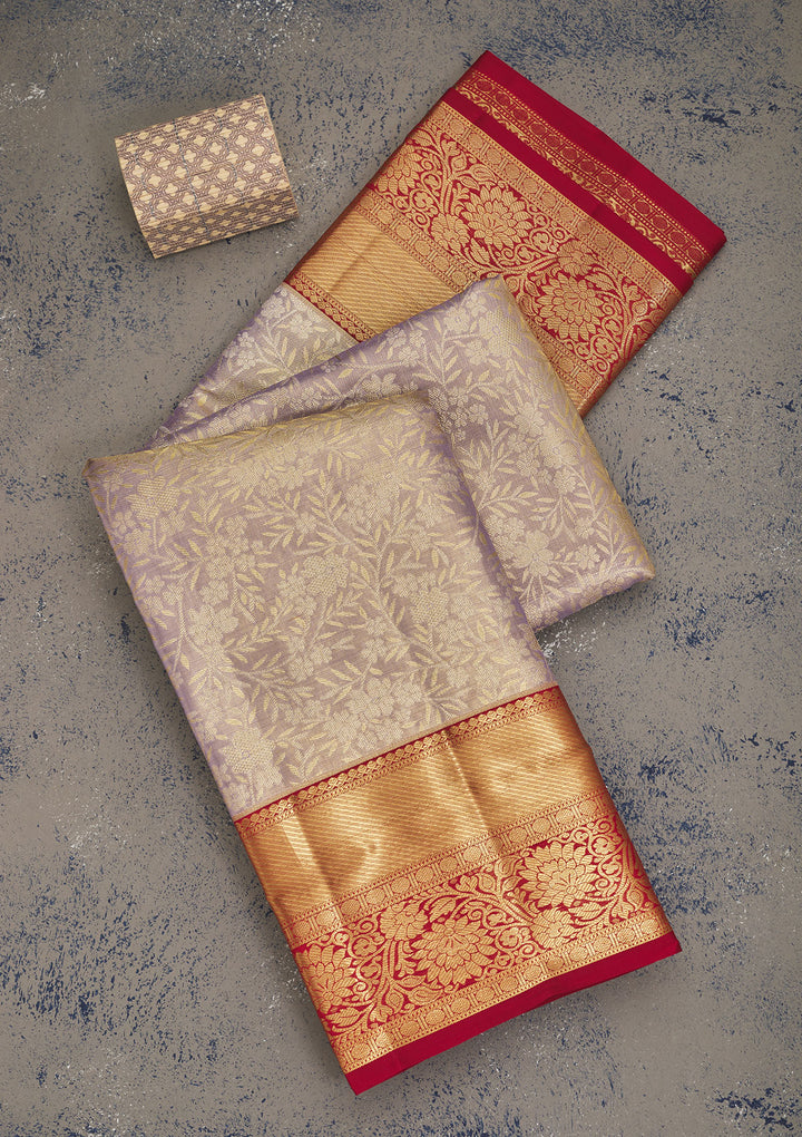 Lavender Zariwork Pure Silk Saree